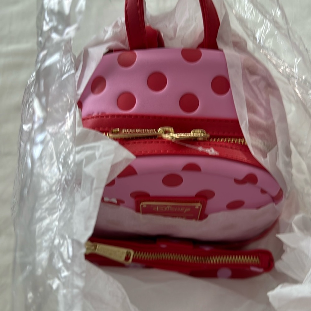 NWT DISNEY LOUNGEFLY MINNIE MOUSE PINK & RED BOW MINI BACKPACK